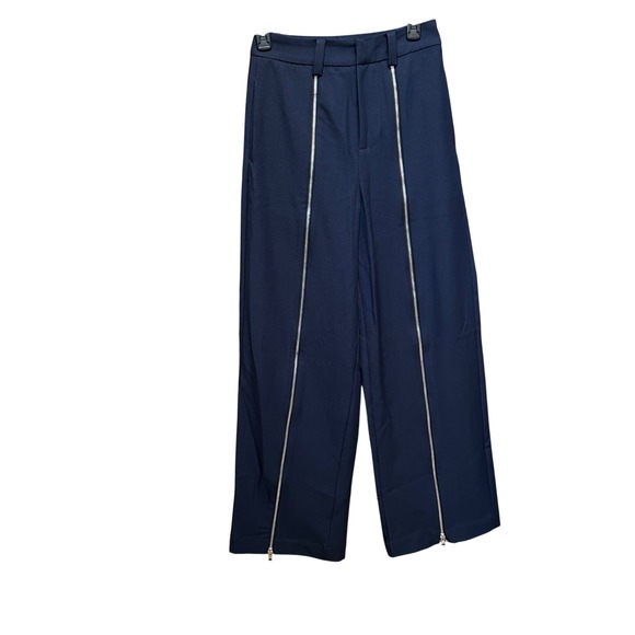 Commense Pants - Commense Wide Leg Pants XS Navy Blue Double Front Zipper Leg Trousers